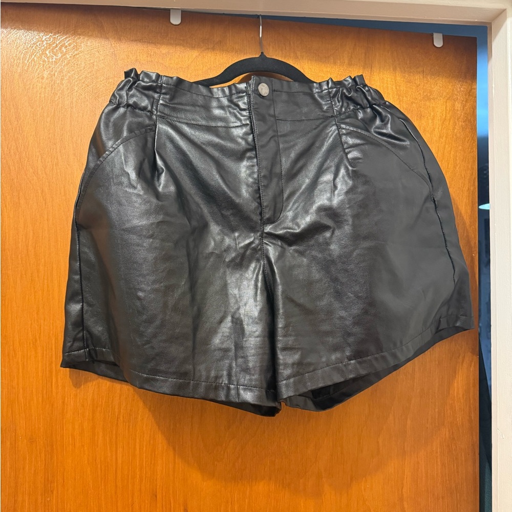 Black Women's Faux Leather Shorts